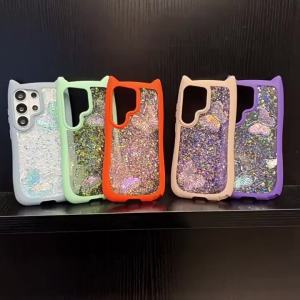 Luxury Solid Colors Drop Glue Butterfly Glitter Sequins Phone Case For Samsung Galaxy S26 Ultra Plus Shockproof Protective Cover