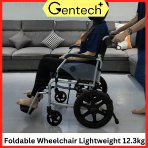 12.3KG Lightweight Foldable Wheelchair Aluminum Alloy Armrest Support Patient Wheelchair Kerusi Roda Orang Tua