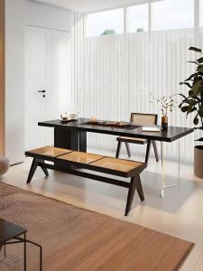 Integrated Solid Wood Tea Table Set with Water Kettle for Balcony Home Office Tea Desk And Chair Combination Rectangular Shape