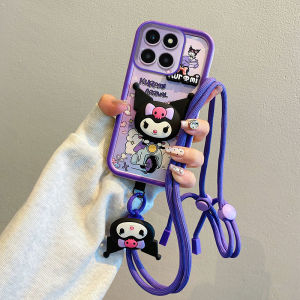 Honor 400 Smart 5G Silicone Protective Case with Lanyard Shockproof Creative Cartoon Design Compatible with Overseas Version