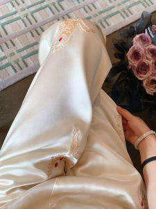 Quần Ống Rộng Xếp Ly Thêu Phong Cách Trung Hoa Mới Cho Nữ Mùa Hè 2024 Quần Dài Thường Ngày Cạp Cao Bằng Vải Polyester