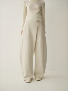 INSIS FEMME | New Winter Chinese Style Curved Oblique Placket Flannel Long Staple Cotton Womens Long Pants