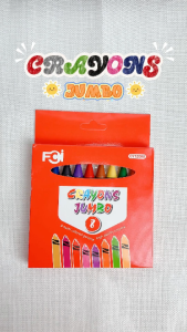 FCI Crayons Jumbo 8 multi Colored Genuine Clean & Mess-Free Genuine Multi-Colored Crayon Set | Non-Toxic Coloring Tool for Kids School & Art Activities