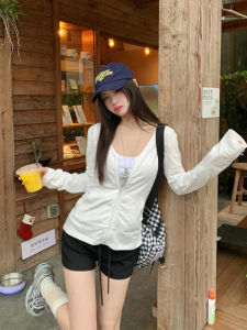 YUEZHONGWEI | White Short Lightweight Ice Silk Outdoor Sun Protection Clothing Womens Summer Thin Outerwear Short Top Breathable Pullover