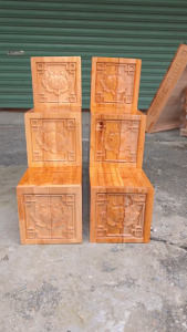 Bục tam cấp bàn thờ Thần Tài Thổ Địa mặt 16cm gỗ xoan cao cấp – Mẫu mới