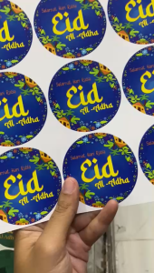 Termurah!! Stiker Idul Adha Bulat Vynil Anti Air uk. 7x7 kode LBA Sticker Label Kemasan Murah