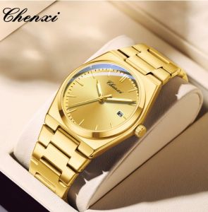 CHENXI Mens Watches Waterproof Luminous Quartz Watches Calendar Display Round Large Dial Man Watch
