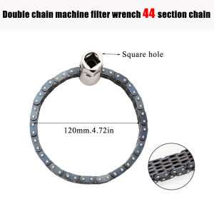 44/52 Section Double Chain Automotive Tools Universal Chain Oil Filter Wrench Double Chain Made of High-Quality Materials Blac