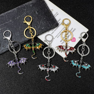 Fantasy Fourth Wing Dragon Metal Keychain Vintage Gothic Couple Keychain Dragon Accessories Pendant for Women Men