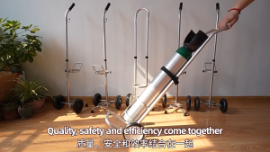 Household Alloy Oxygen Tank Trolley Mall Oxygen Tank Cart Safety Guard Holder