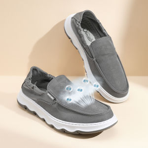 รองเท้าโลฟเฟอร์สำหรับผู้ชายขนาดใหญ่ระบายอากาศ39-45รองเท้าลำลองสไตล์เกาหลีสีดำสีเทาลื่น