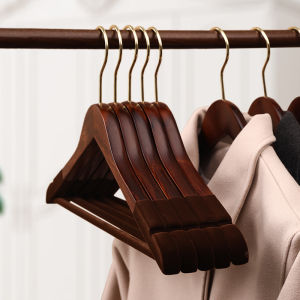 High-End Wooden Velvet Coated Clothes Hanger for Mens Suit Home Use Anti-Slip Smooth Surface Chinese Style Wardrobe Organizer