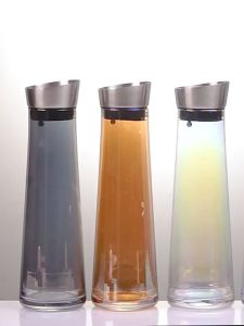 Acrylic Bottle Pitcher Iced Tea Water Jug Stainless Steel Lid Hot Cold Water Juice Beverage Carafe Drip