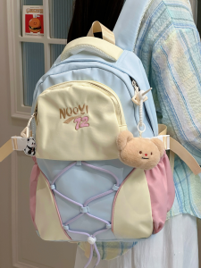 Túi Đi Học Nữ Khối Màu Dễ Thương Phong Cách Nhật Bản Ins Túi Đeo Vai Đôi Có Giá Trị Thẩm Mỹ Cao Dành Cho Nữ Sinh Trung Học Và Trung Học