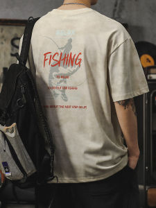 Loose Fit American Style Mens T-shirt Summer 2025 Printed Half Sleeve Breathable Cotton Polyester Blend Casual Top