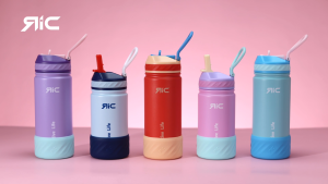 Mr Ric 16oz Flask to School Series Kids Bottle Straw Lid 304 Stainless Steel Vacuum Flask w/ Boot Leakproof Insulated Water Bottle Double Wall BPA Free