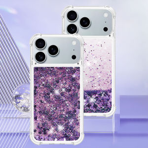 Clear Bling Glitter Liquid Quicksand Phone Case For iPhone 17 Air 16 PM 15 14 Plus 13 12 11 Pro Max 16e Anti Protective Cover