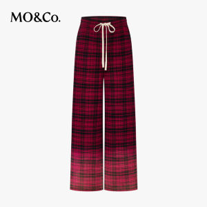 MO&Co. | Cotton Black-Red Plaid Gradual Punk Style Elastic High Waist Trousers