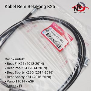 Kabel Rem Belakang Kiri Beat FI K25 Kabel Rem Kiri Belakang Beat POP K61 Beat Sporty K25G Vario 110 FI eSP Scoopy FI Beat 2012 2013 2014 2015 Beat Sporty K81 2016 2017 2018 2019 2020 43450-K25-901