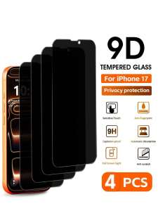 4Pcs Anti-Peeping Tempered Glass Screen Protector Compatible With IPhone 17 Pro/17 Pro Max/16 Pro Max/15 Pro Max/14 Pro Max/13