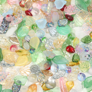 ลูกปัดแก้วรูปดอกไม้หลายสีขนาด26กรัม/ล็อตลูกปัดแก้วสำหรับทำเครื่องประดับกำไล DIY