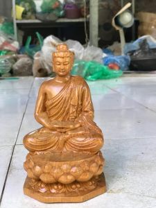 Tượng Phật thích ca mâu ni gỗ bách xanh bày phong thủy thích thước mini :15/9/9