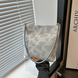 New Guo Feng Jacquard Canvas Bag Womens 2024 New Arrival Popular All-Matching Shoulder Bag Summer Work Clothing Underarm Bag