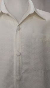 เสื้อ เสื้อเชิ้ต ปกคอเชิ้ต ผ้าฝ้าย ผ้าฝ้ายยกดอก เสื้อเชิ้ตอัดกาว กระดุมปั้มผ้า ผู้ชาย ใส่ทำงาน