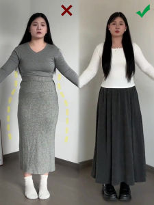 Comfortable Soft Glutinous Rice A-Line Midi Skirt Women plus Size Pear Shape High Waist Slimming Long Spring Autumn Skirt