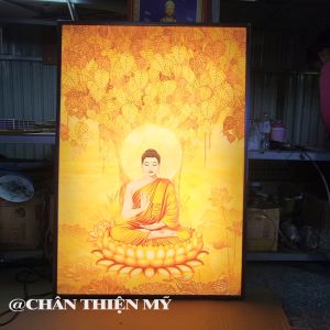 Đèn Hào Quang In Tranh Trúc Chỉ Dọc Phật Thích Ca Trang Trí Phòng Thờ Bàn Thờ Treo Tường TC-TE-26