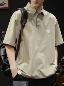 เสื้อเชิ้ตคอโปโลผู้ชาย แขนสั้น แห้งเร็ว ยืดหยุ่น ลำลอง ฤดูร้อน 2025 ใหม่ สำหรับกลางแจ้ง ลำลอง สไตล์ญี่ปุ่น คอกลม ทรงหลวม