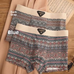 JIAZINI | Breathable Anti-Bacterial Cotton Underwear Male Boxer Briefs Ethnic Style