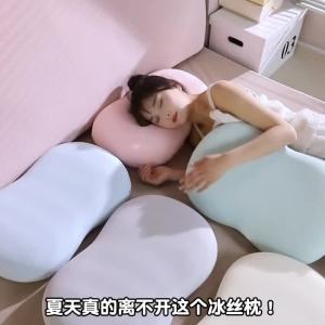 Gối Ngủ Hình Bụng Mèo Bằng Vải Lụa Băng Bông Nhớt Dành Cho Mùa Hè Làm Mát Khi Ngủ Trưa Trên Bàn Gối Mềm Mại Gối Sofa Trang Trí Phòng Ngủ Ruột 100% Polyester