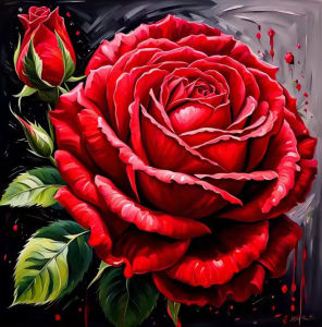 HUACAN 11CT Cross Stitch Kit Rose Red Flower Embroidery Floral DMC Thread Handicrafts Needlework Paintings Wall Decoration