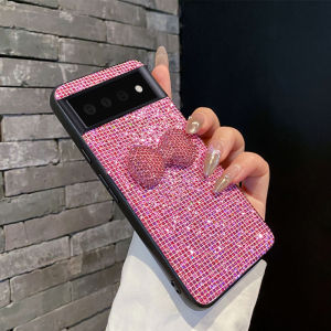 Fashion Cute Drill Pink Butterfly TPU Phone Case For Google Pixel 6 7 8 9 10 Pro XL 9A 8A 7A 6A Luxury Glitter Protective Cover