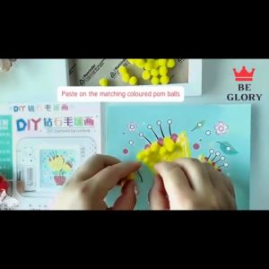 Kids Pom-Pom Ball Diamond Painting Frame DIY Craft Kit Early Education Toy Creative Collage Kids Gift