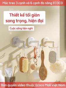 Set 2 móc dán ECOCO 6 cạnh xoay 360 độ Móc treo đồ đa năng chịu lực thế hệ mới siêu chắc 23164