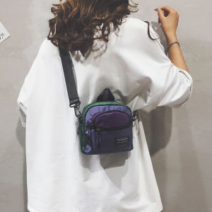 Fashionable Canvas Sports Shoulder Bag Womens Mini Crossbody Bag Casual Leisure Tote Bag Korean Style Zipper Closure Pure Color