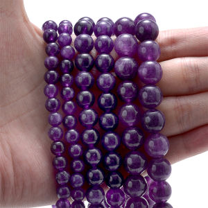 Hạt Đá Amethyst Tự Nhiên 6/8/10mm Tròn Rời Dùng Làm Phụ Kiện Trang Sức Tự Chế Vòng Tay Vòng Cổ