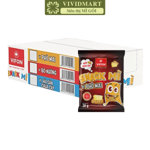 [THÙNG 24 GÓI] - VIFON - Snack mì Vifon 3 vị: Bò Nướng Hải Sản Chua Cay Phô Mai (30g/gói) - Snack mì gói Vifon snack mì ăn liền
