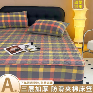Thickened Pure Cotton Bed Canopy with Cotton Sandwich Anti-Slip Bedding Protector Cover for Hilton China Geometric Pattern