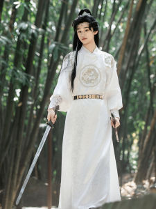 New 2025 Mens Tang Dynasty round Neck Hanfu Spring Style Daily Life Qing Dynasty Daoist Robe Ethnic Traditional Chinese Clothing