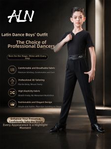 AILANGNA | Professional Short Sleeve Boys Latin Dance Practice Shirt