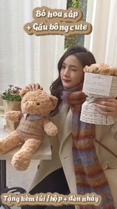 Bó hoa gấu bông đáng yêu đẹp xinh set quà tặng bạn ngày lễ phụ nữ 8 3 giáng sinh nhật noel rẻ cute