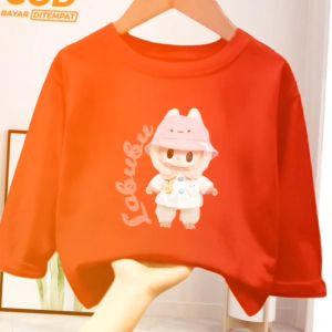Baju Kaos Atasan Anak Laki-Laki dan Perempuan Usia 1-12 Tahun Bergambar Labubu Sablon Digital