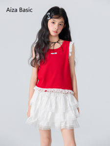 Aiza basic | Girl Lace Ruffle Sleeveless Tank Top