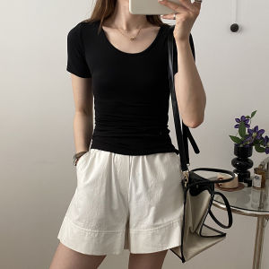 Áo Thun Cotton Ôm Vừa Vặn Cổ Tròn Mùa Xuân Hè Mới Về Áo Thun Cotton Co Giãn Thoải Mái Lưng Đẹp Cho Nữ