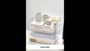 Transparent Magazine Books File Holder Stacked A4 Document Stackable A5 Letter Paper Tray Study Office Desktop Storage Organizer