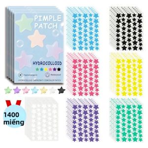 1400 Miếng Dán Trị Mụn Dạng Hydrocolloid Hình Sao Nhiều Màu Trong Suốt Thoáng Khí Che Khuyết Điểm Trang Điểm Trị Mụn Làm Mờ Vết Thâm