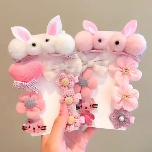 Jepit Rambut Korea Anak Perempuan Aksen Bunga Warna 1 Set 9 Pcs Aksesoris Hiasan Rambut Wanita AK149